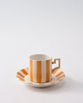 1960s Italian Marigold Striped Demitasse Cup & Saucer