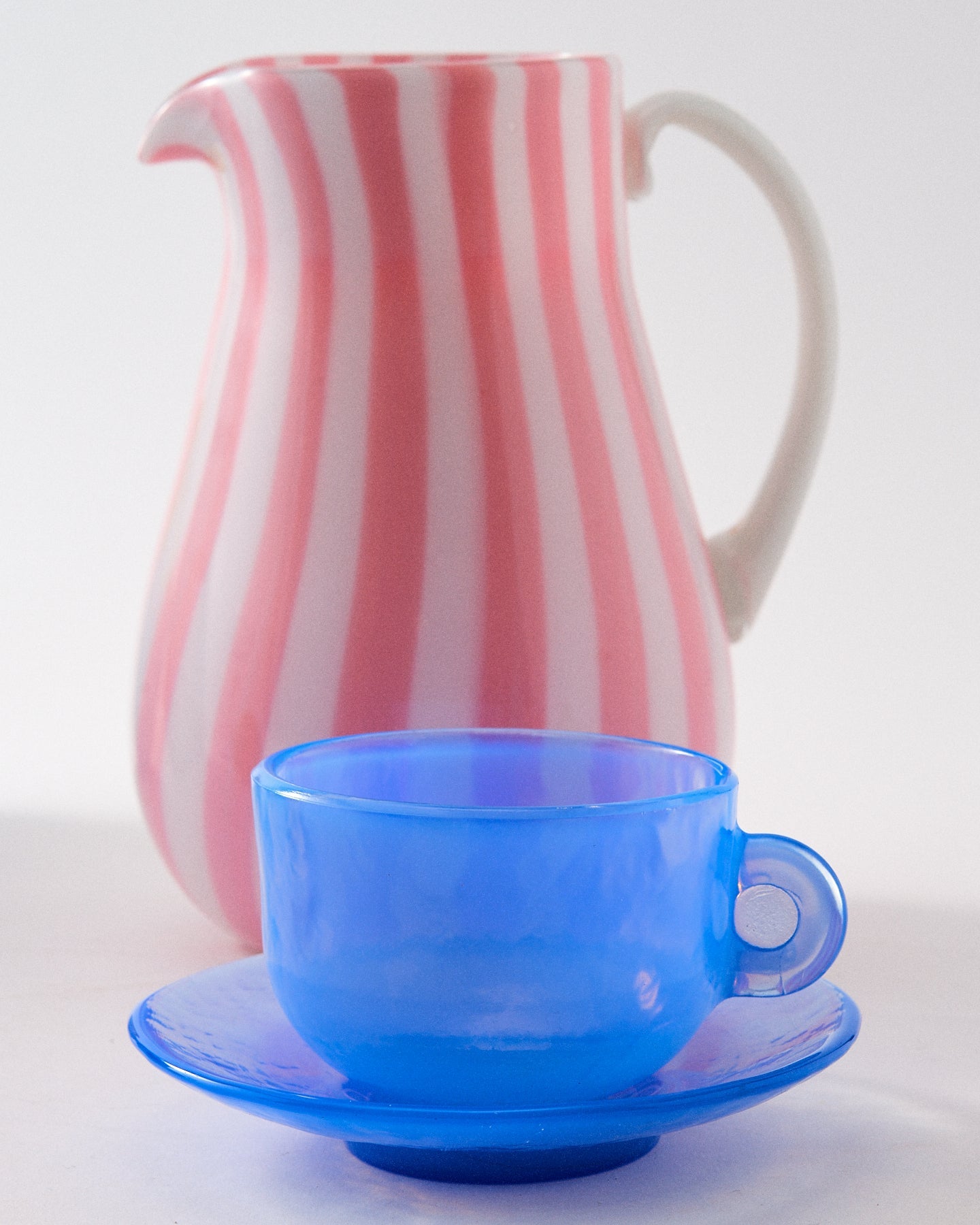 Murano Opalescent Periwinkle Blue Glass Cappuccino Cup & Saucer