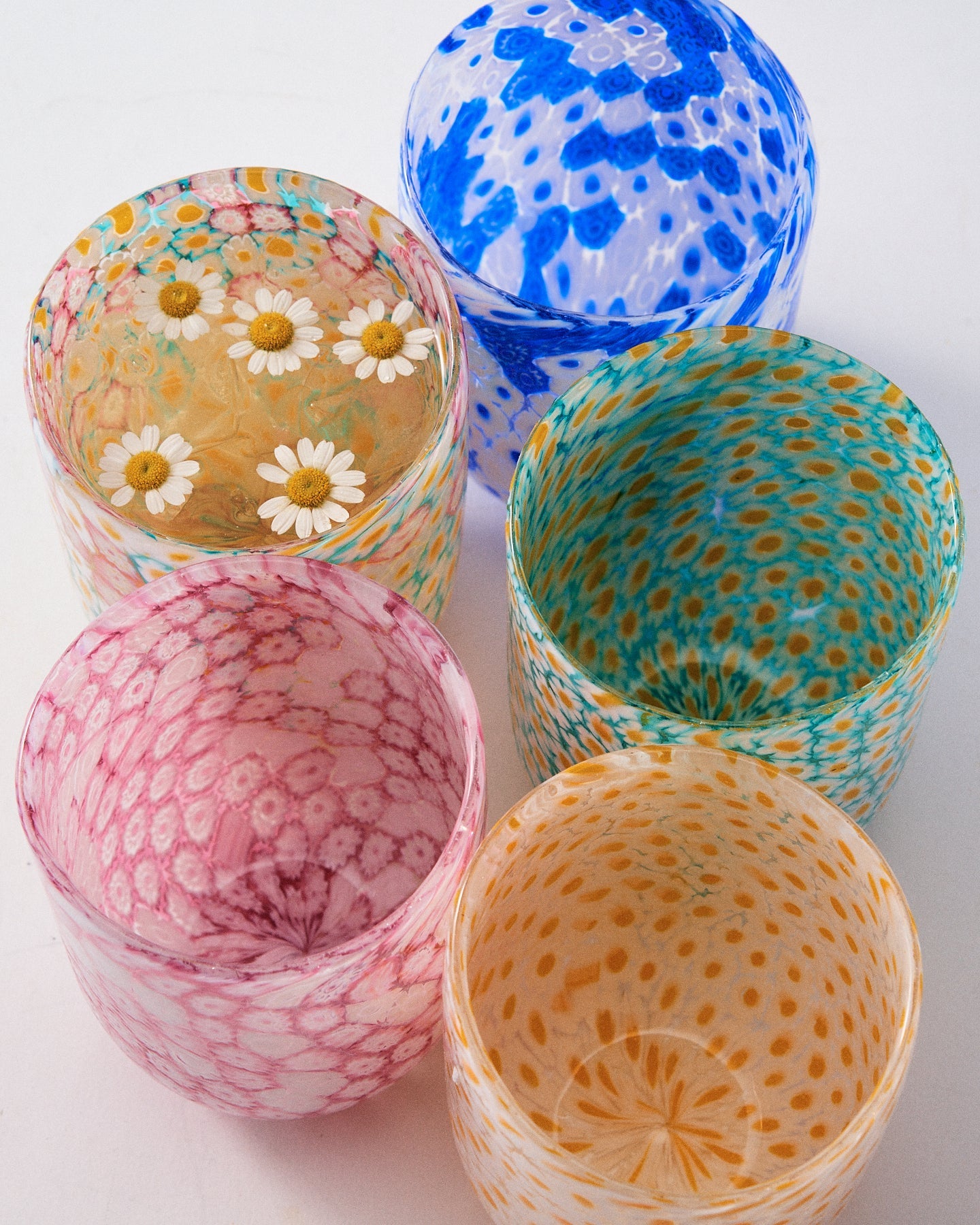 Murano Millefiori Tumbler - Blue Marguerite