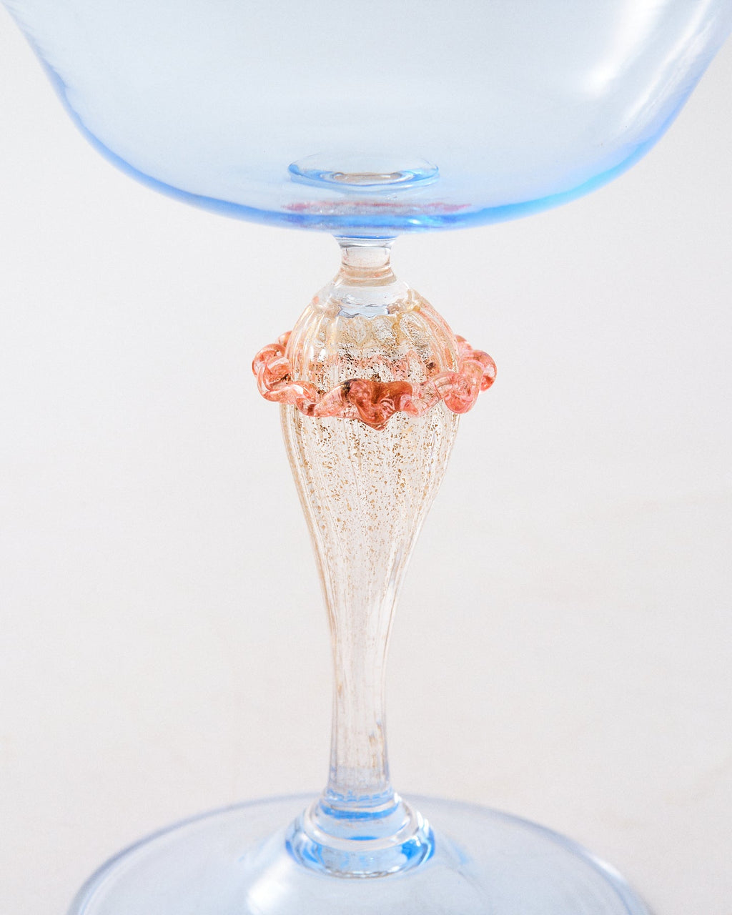 1950s Venetian Blue & Gold Coupe Glass