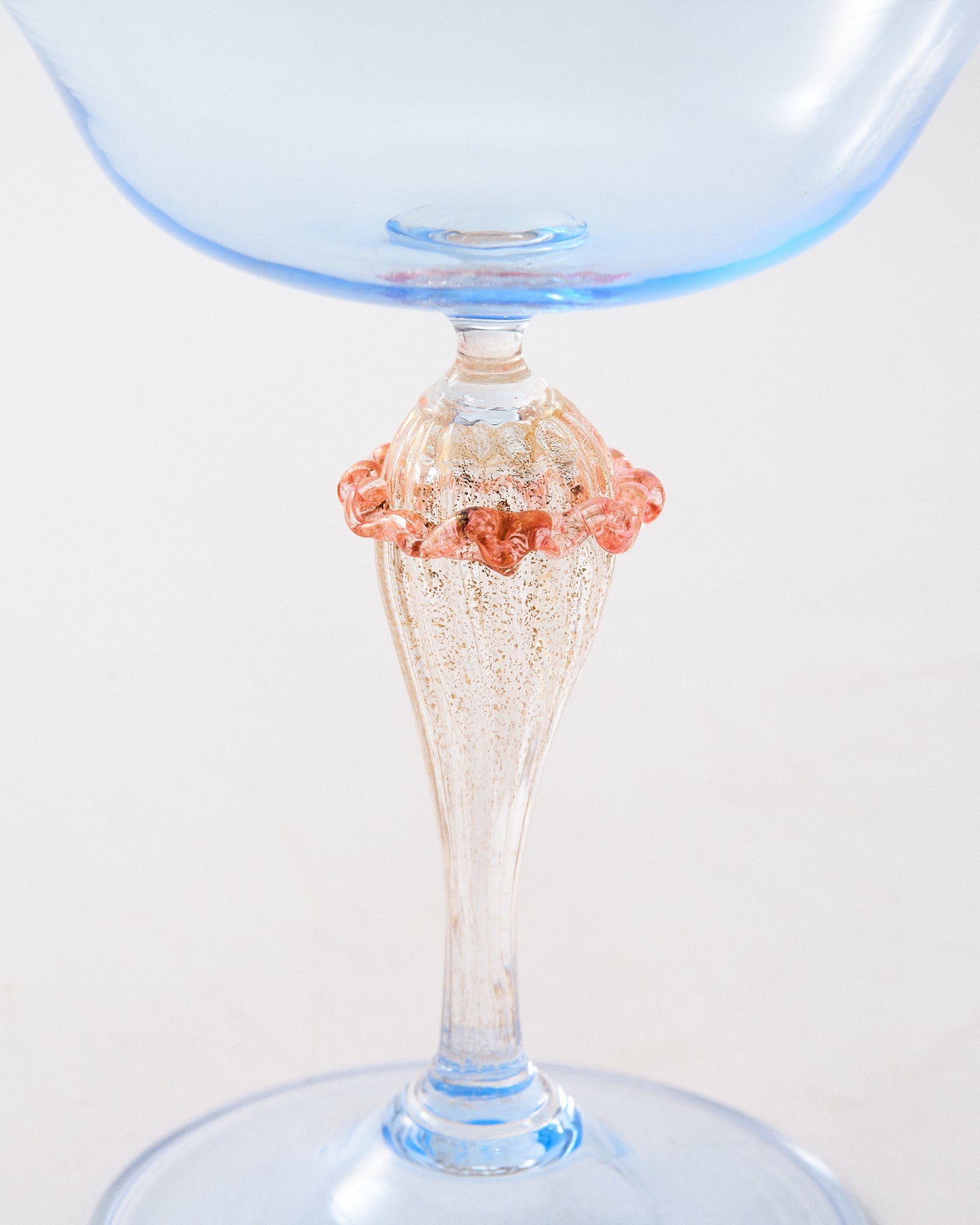 1950s Venetian Blue & Gold Coupe Glass
