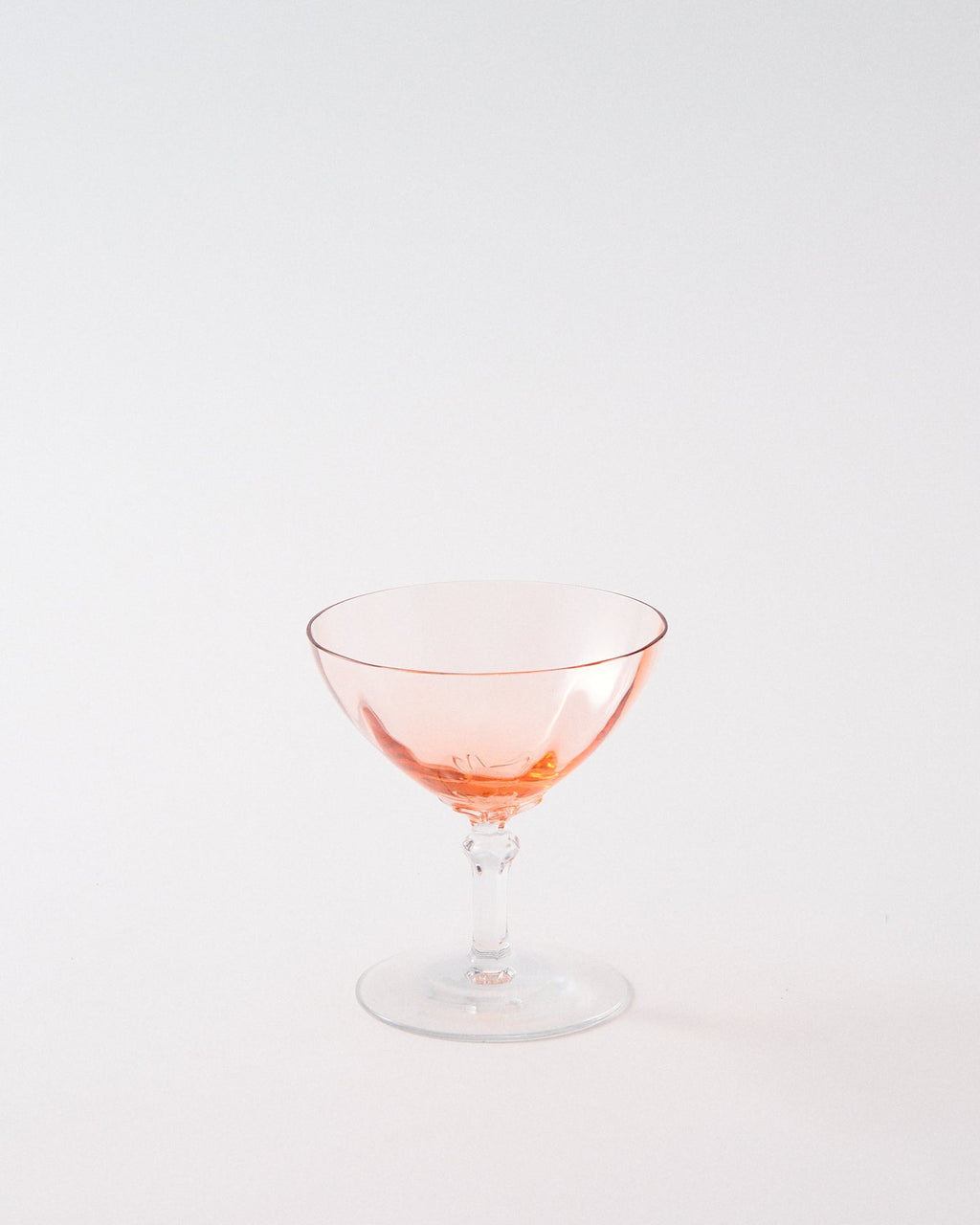 1940s Rose Sherbet Ripple Low Faceted Stem Cocktail Glass