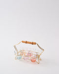 1950s Pale Iridescent Rainbow Bamboo Shot Glass Set I